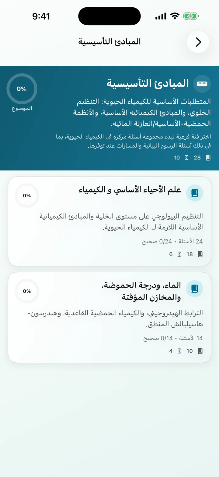 فئة المبادئ التأسيسية في Biochemistry Tutoring