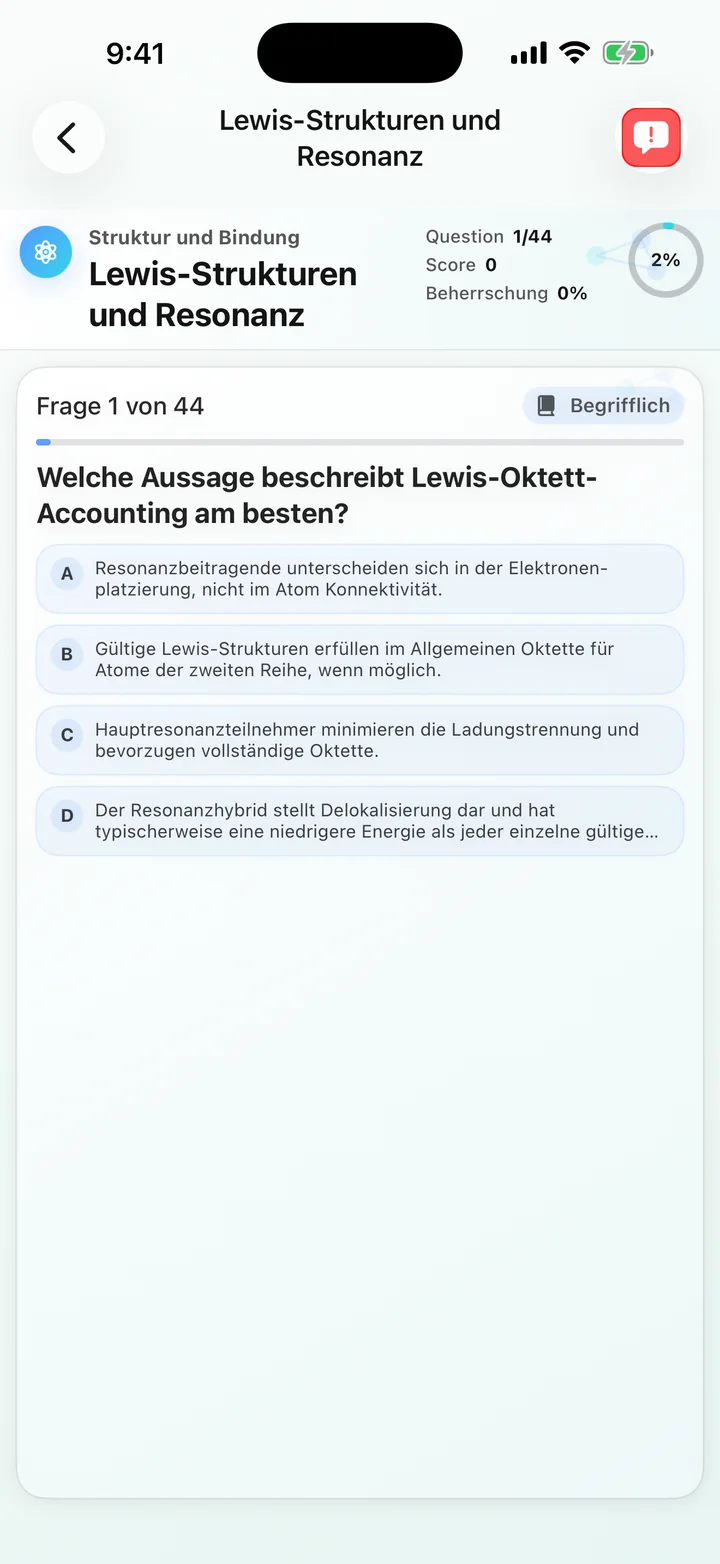 Frage zu Lewis-Strukturen und Resonanz in Organic Chemistry Tutoring