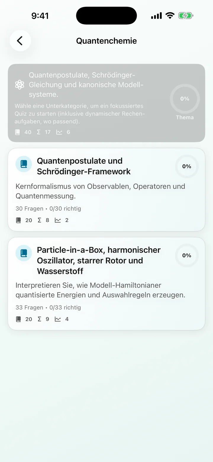 Kategorie Quantenchemie in Physical Chemistry Tutor
