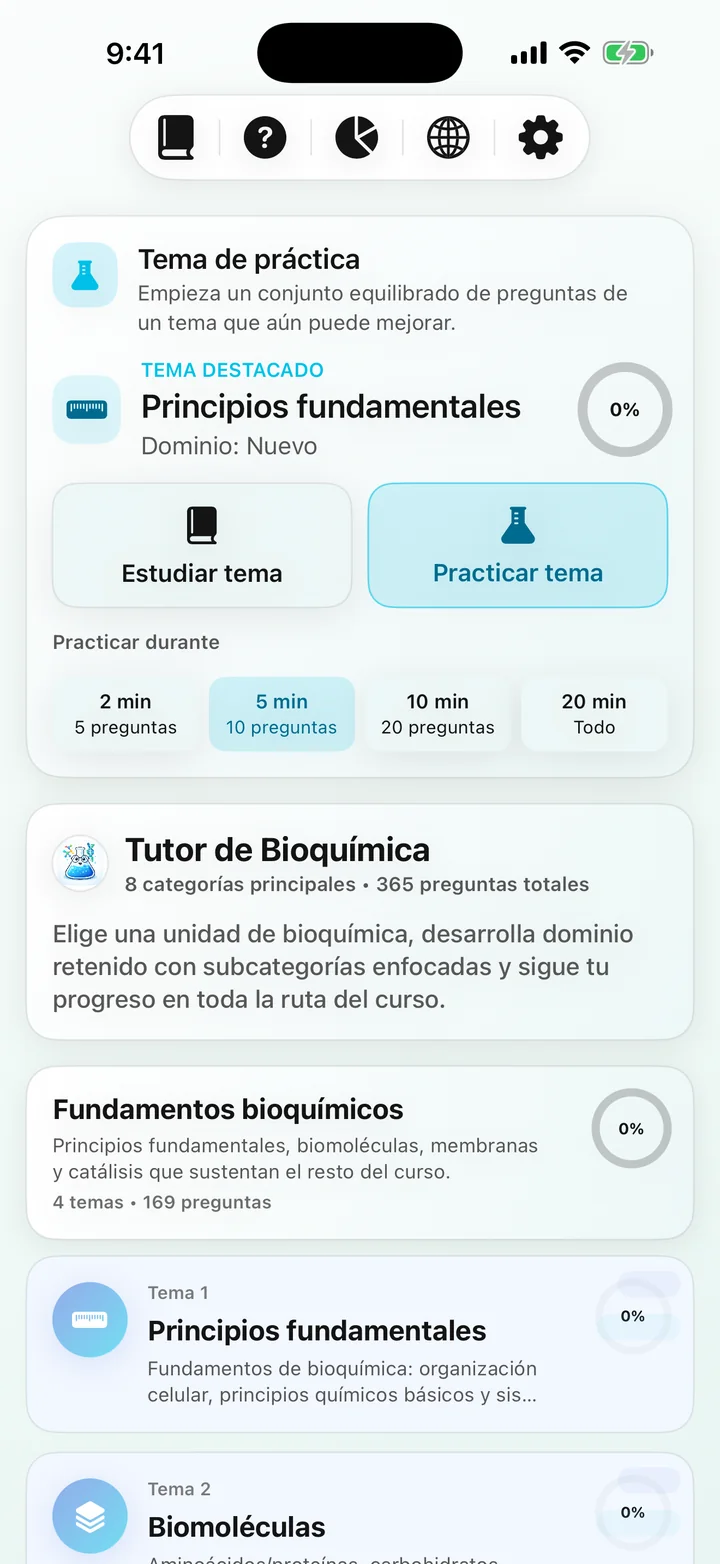 Panel de control del curso Biochemistry Tutoring
