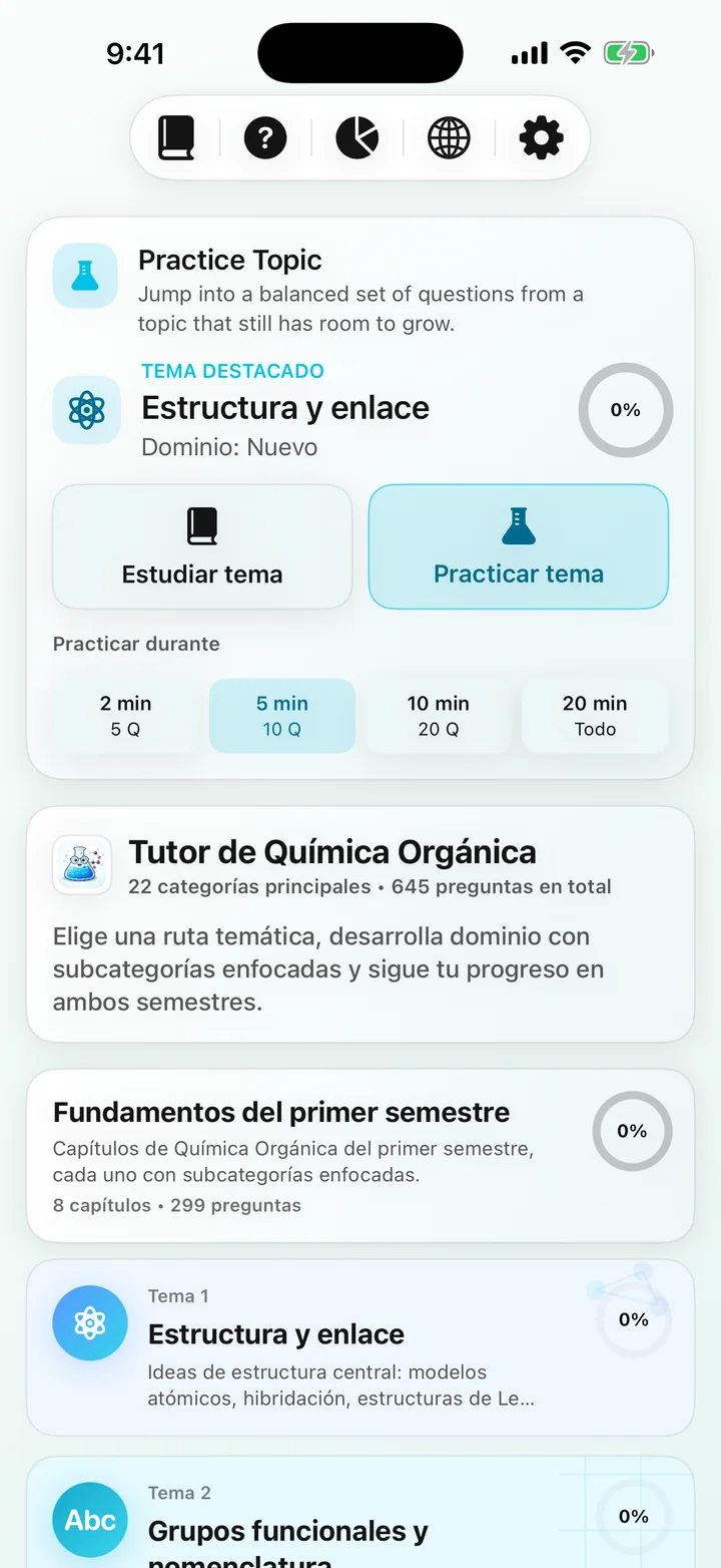 Panel de control del curso Organic Chemistry Tutoring