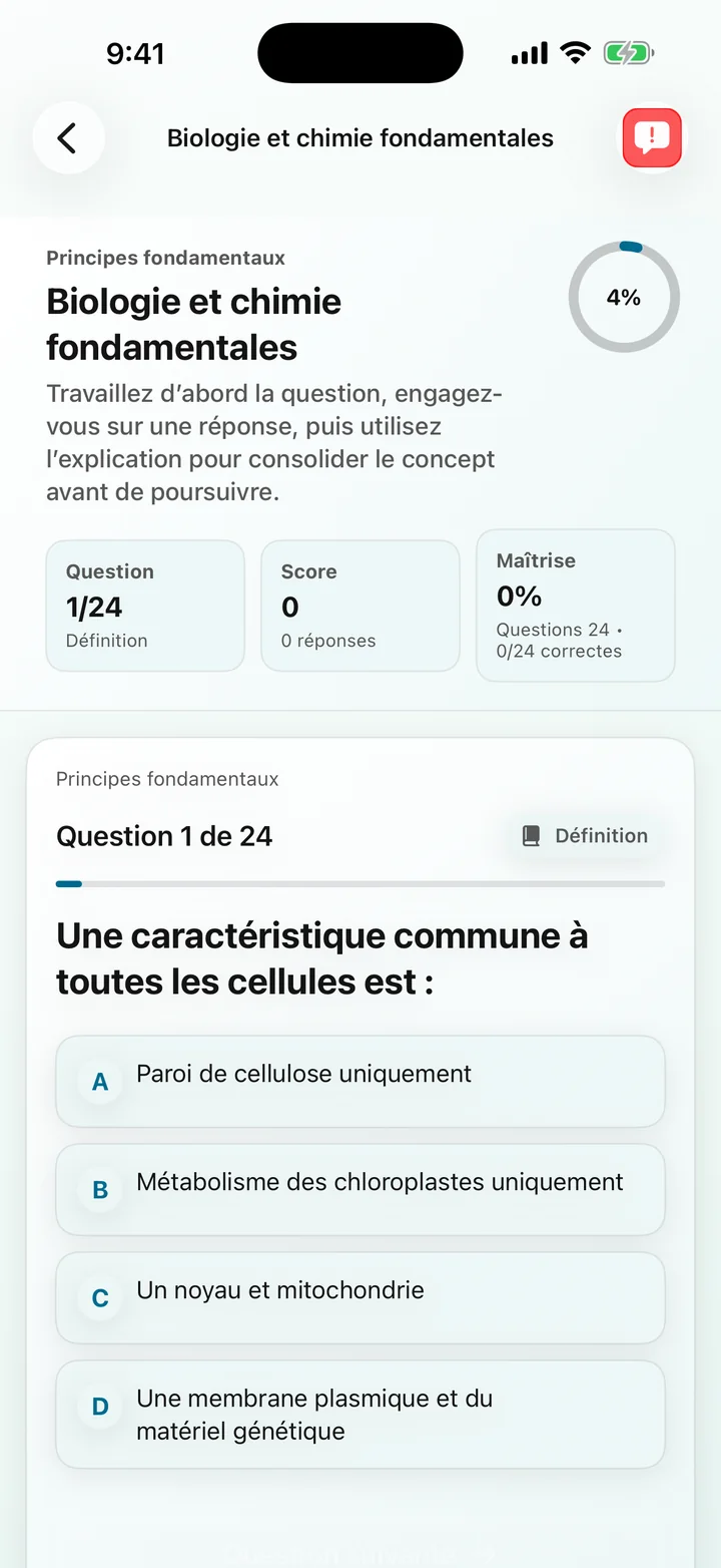 Question fondamentale de biologie et de chimie dans Biochemistry Tutoring