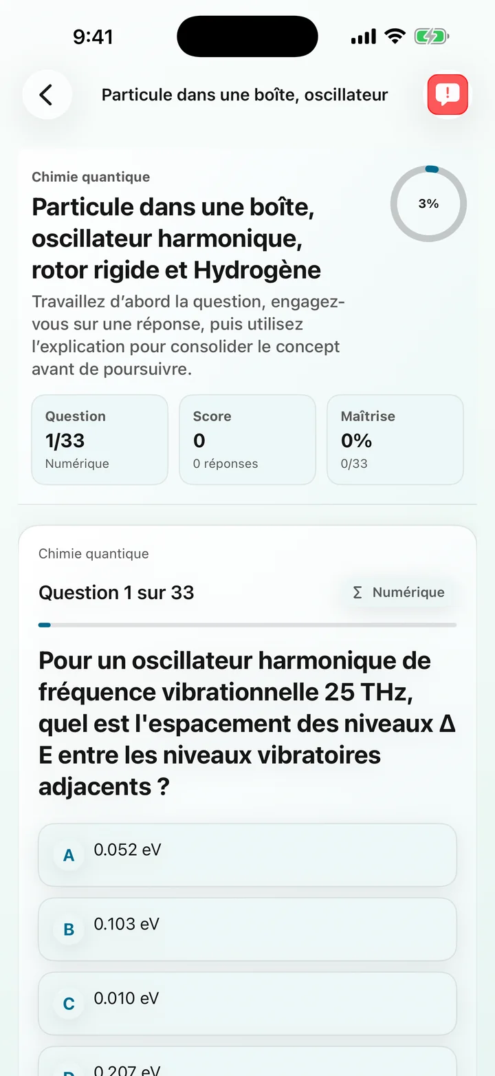 Question Particules dans une boîte dans Physical Chemistry Tutor