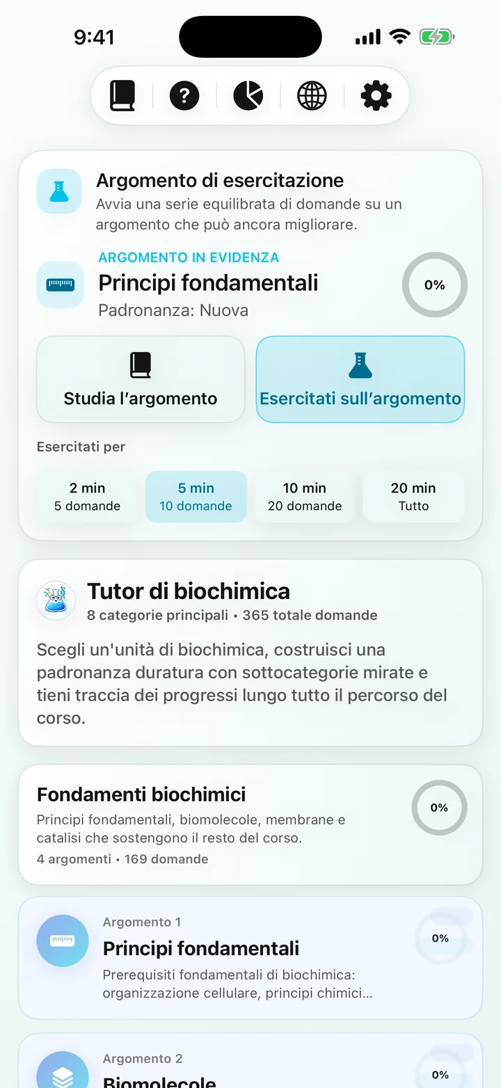 Cruscotto del corso Biochemistry Tutoring