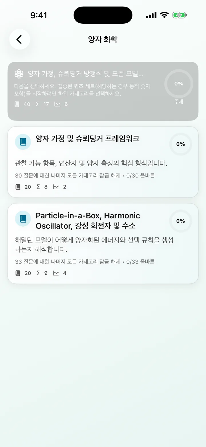 Physical Chemistry Tutor의 양자 화학 카테고리