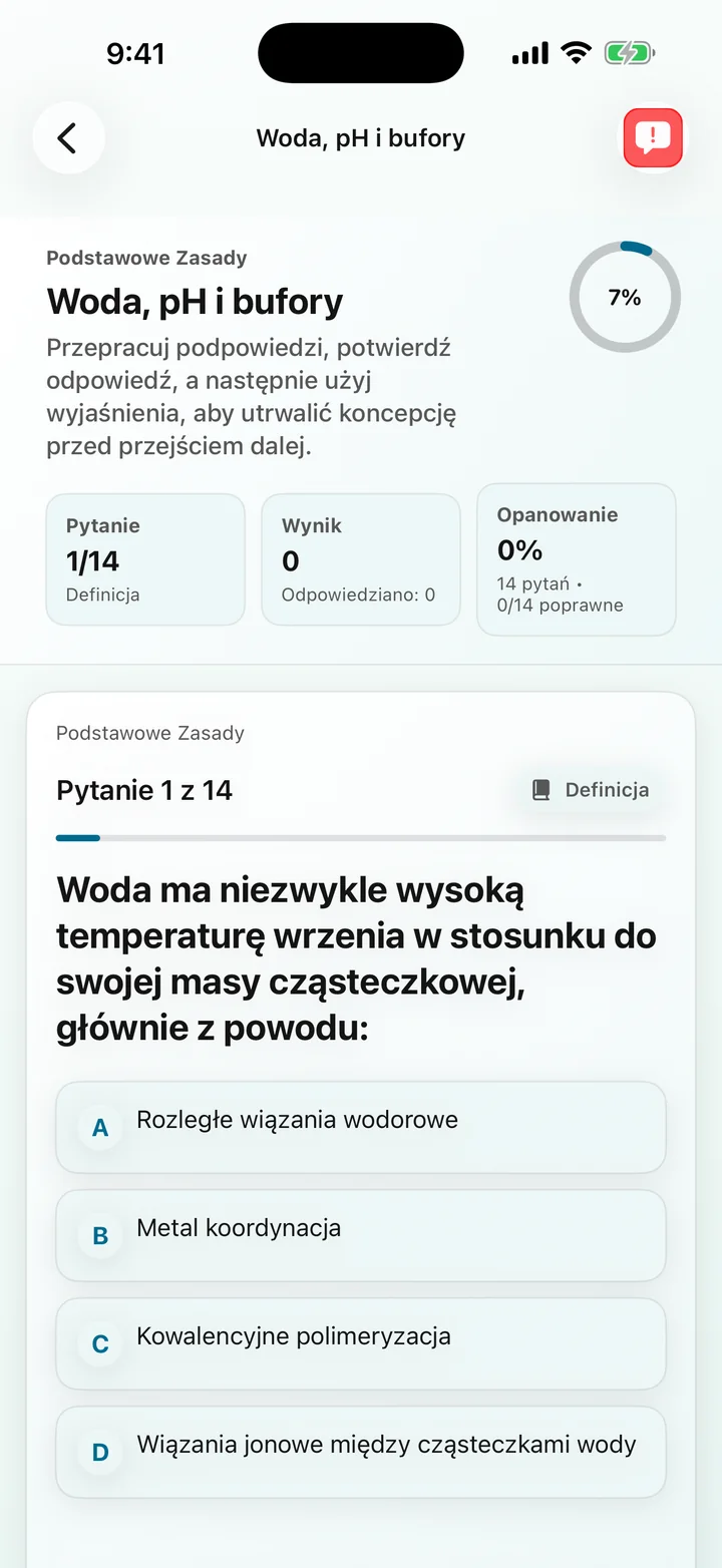 Pytanie o pH wody i bufory w Biochemistry Tutoring