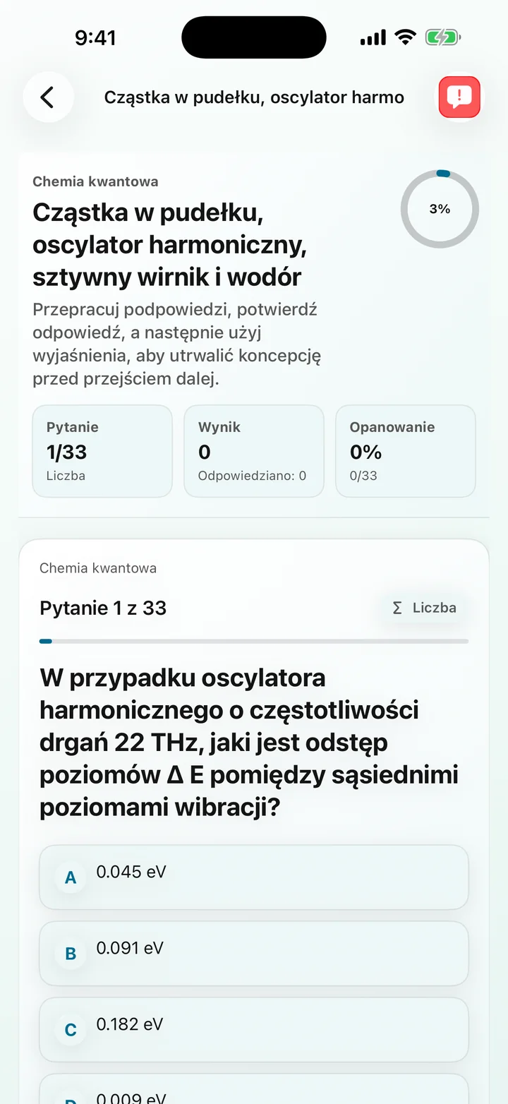 Pytanie dotyczące cząstek w pudełku w Physical Chemistry Tutor