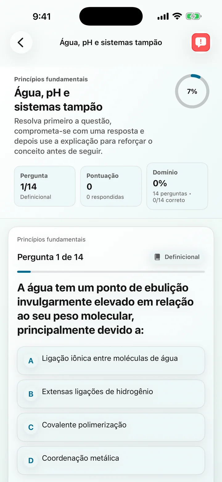 Pergunta sobre pH e buffers da água em Biochemistry Tutoring