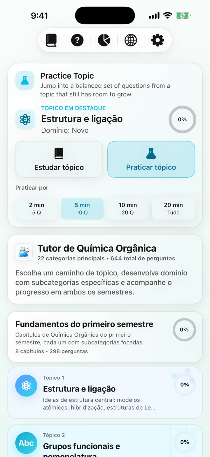 Painel do curso Organic Chemistry Tutoring