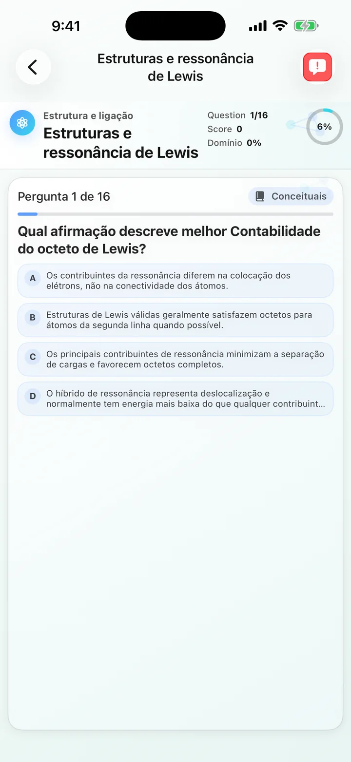 Pergunta sobre estruturas e ressonância de Lewis em Organic Chemistry Tutoring