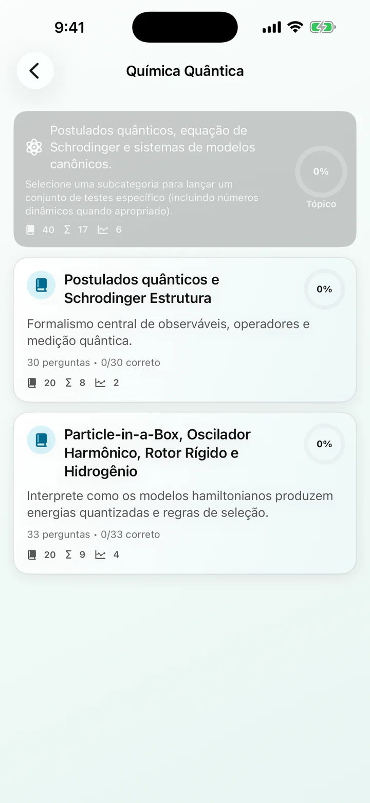 Categoria Química Quântica em Physical Chemistry Tutor