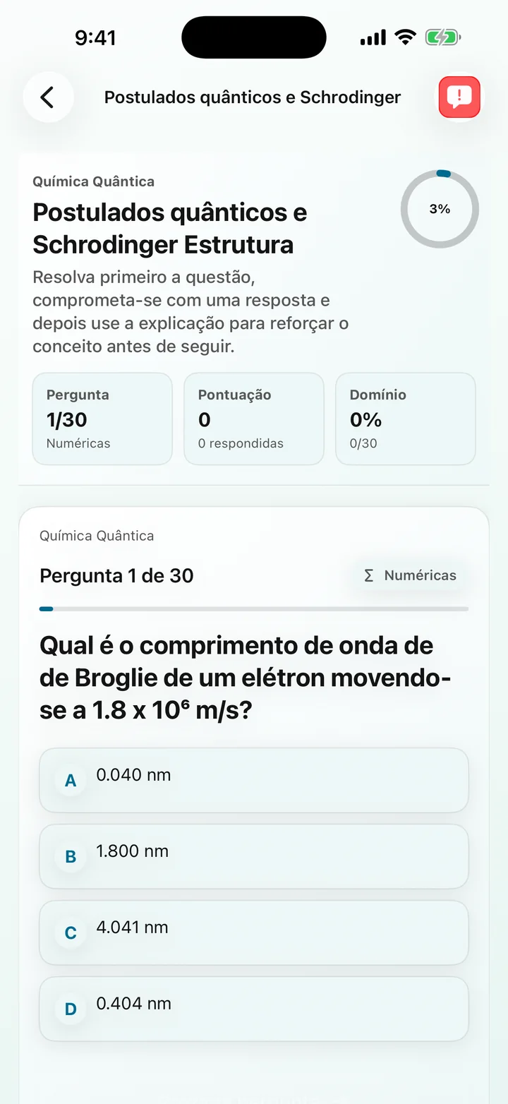 Questão de postulados quânticos em Physical Chemistry Tutor
