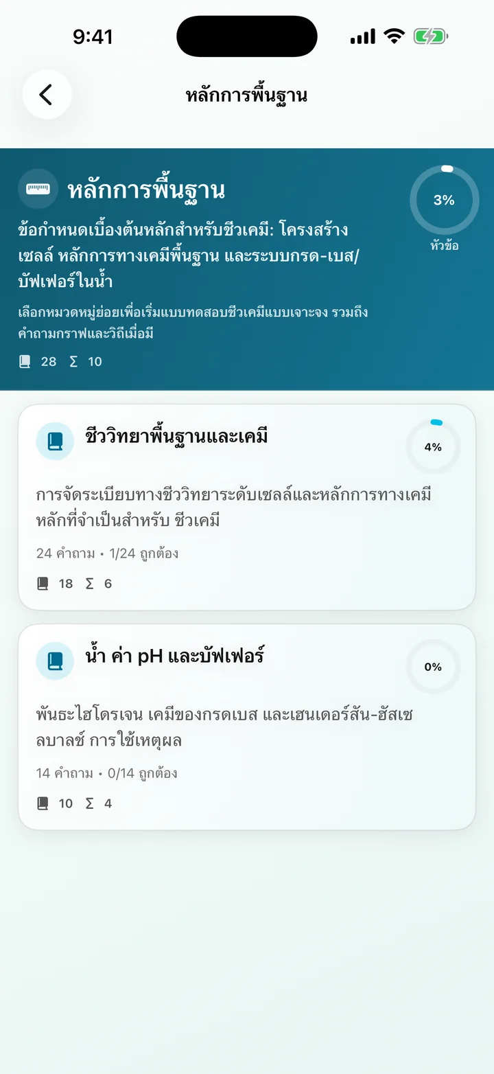 หมวดหมู่หลักการพื้นฐานใน Biochemistry Tutoring
