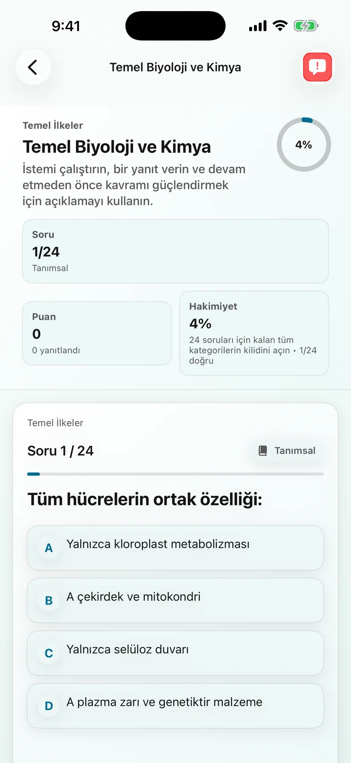 Biochemistry Tutoring'deki temel biyoloji ve kimya sorusu