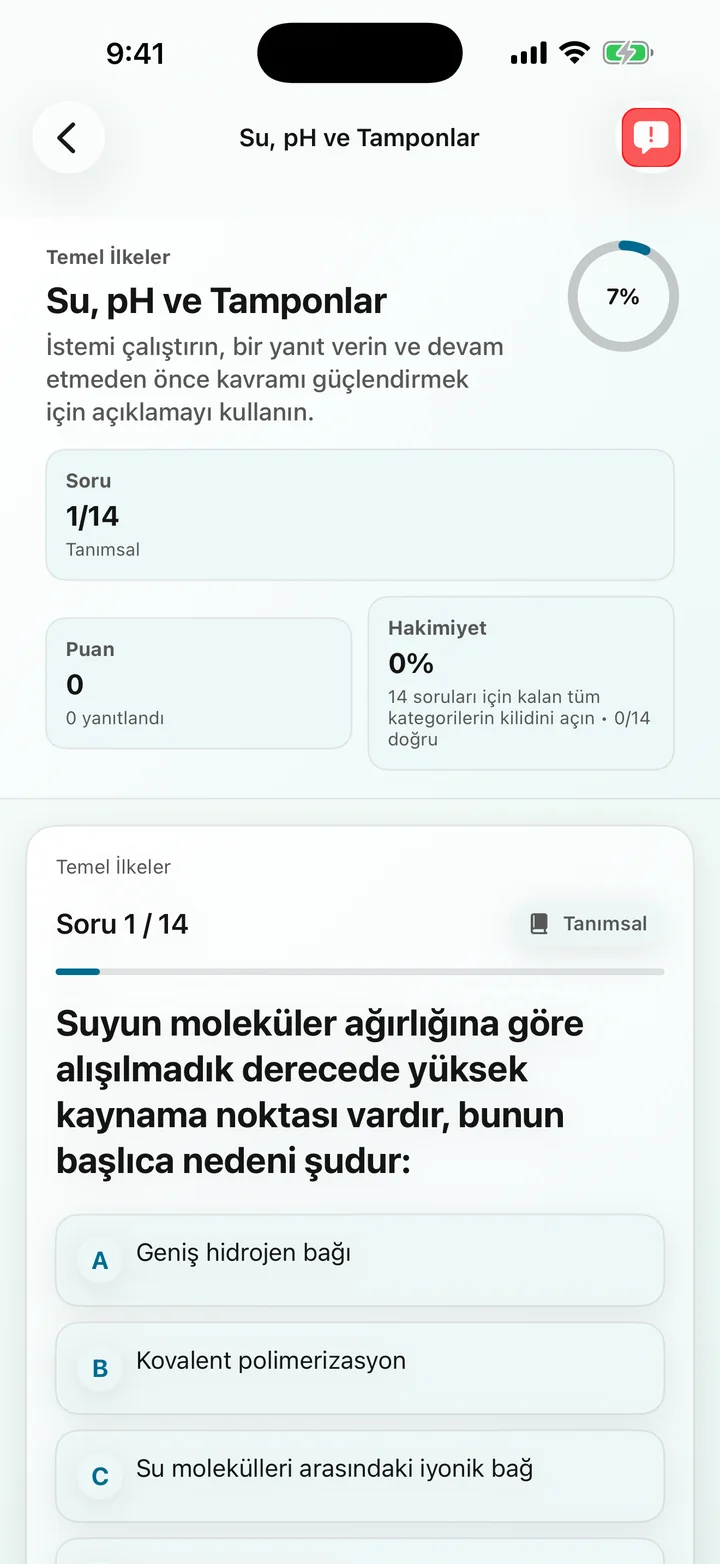 Biochemistry Tutoring'de su pH'ı ve tamponlar sorusu