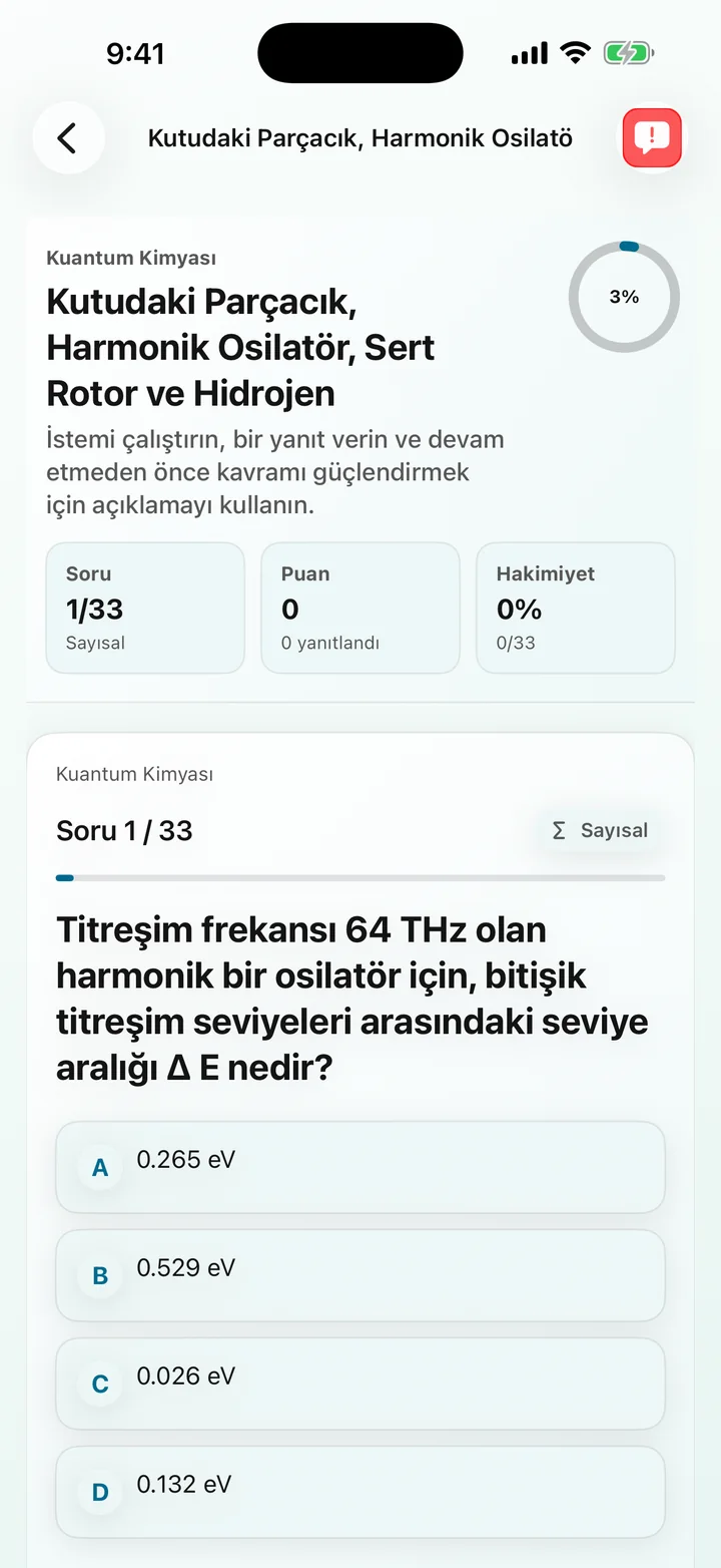 Physical Chemistry Tutor'deki Kutudaki Parçacık sorusu