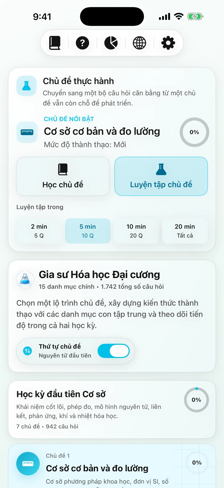 Bảng điều khiển khóa học General Chemistry Tutor