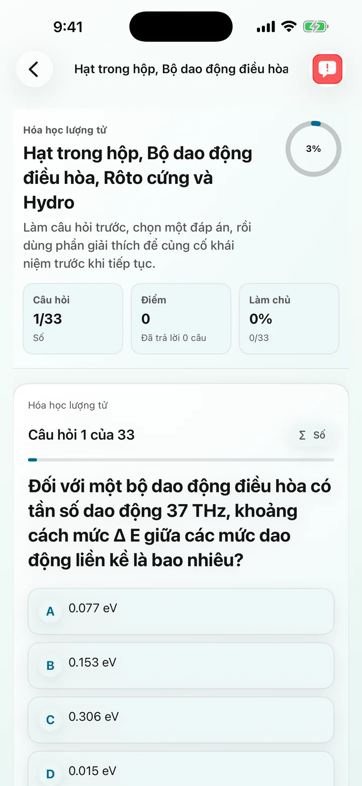Câu hỏi về hạt trong hộp trong Physical Chemistry Tutor