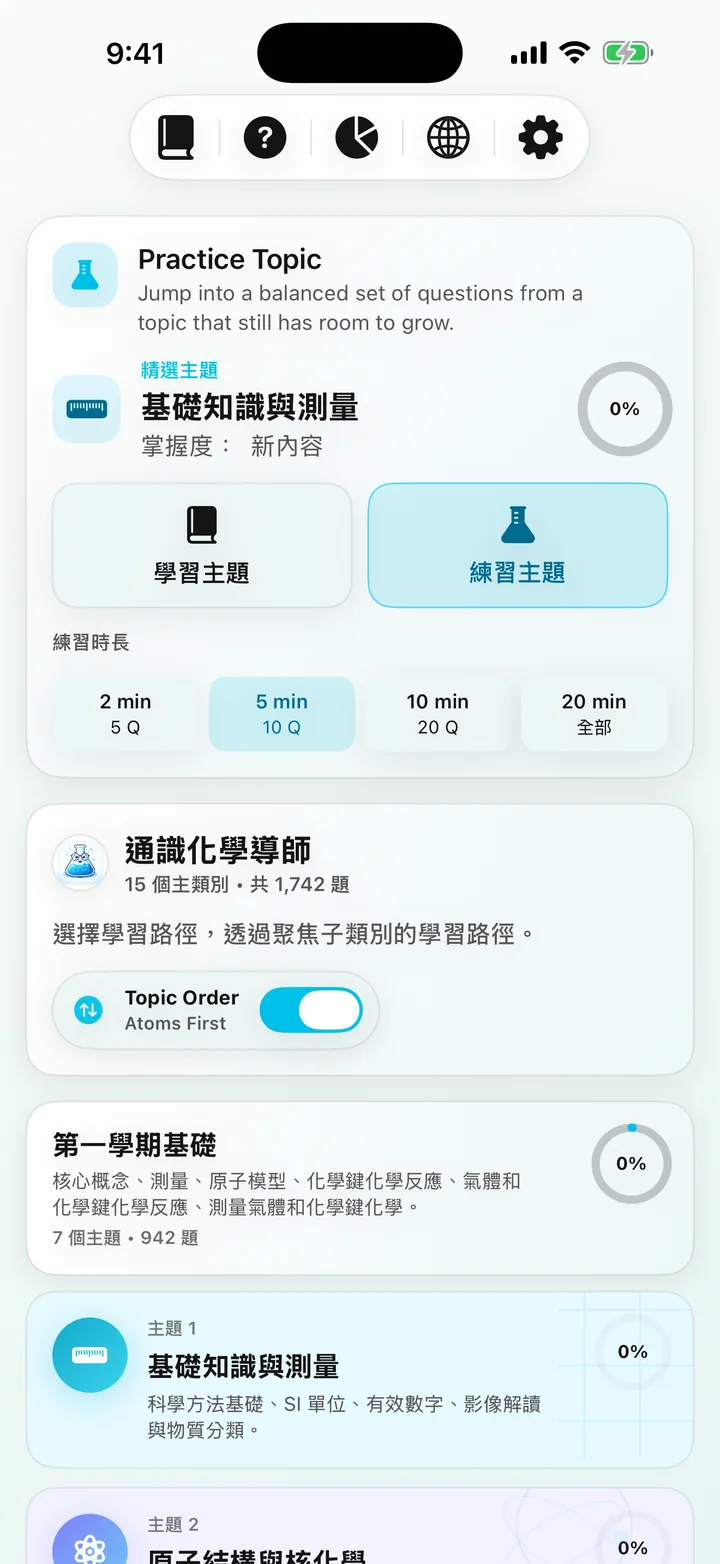 General Chemistry Tutor 課程儀表板