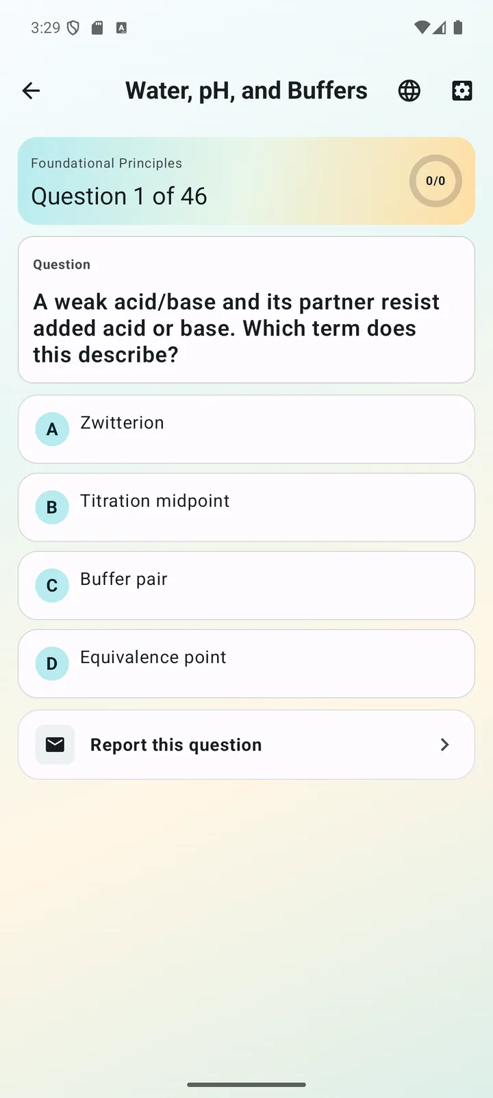 Water pH and buffers question in Biochemistry Tutoring