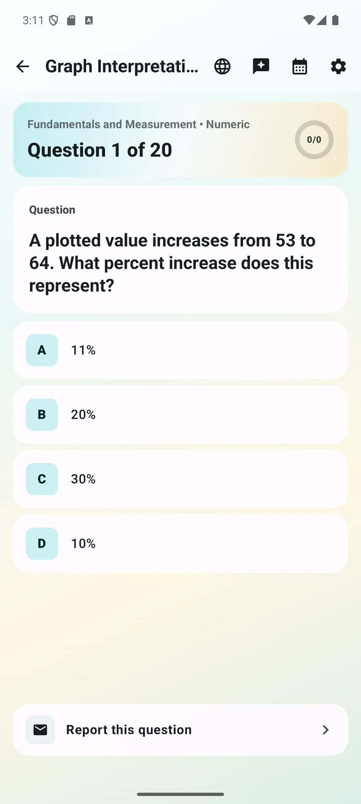 Graph Interpretation percent increase question